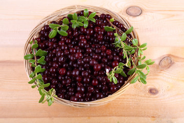 Lingonberry on table