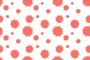 Obraz premium Coronavirus outbreak background. Coronavirus 2019-nCoV. Pandemic medical health risk, quarantine and respiratory virus concept. Flat design, vector illustration.