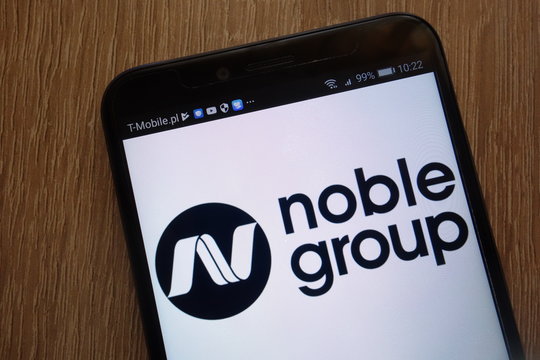 KONSKIE, POLAND - AUGUST 18, 2018: Noble Group logo displayed on a modern smartphone