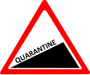 Quarantine for Covid-19 coronavirus viruses threat increasing triangular red warning road sign