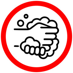 wash your hands with soap circular prohibition red road sign