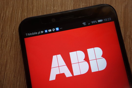 KONSKIE, POLAND - AUGUST 18, 2018: ABB logo displayed on a modern smartphone