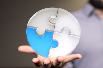 puzzle hand solution concept business.