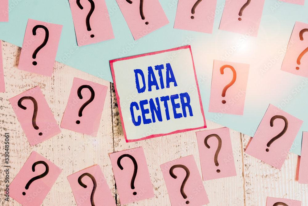 Poster conceptual hand writing showing data center. concept meaning a repository that houses computing faci