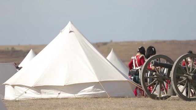 Military camp. Crimean War. Re-enacting of scenes of the Crimean war