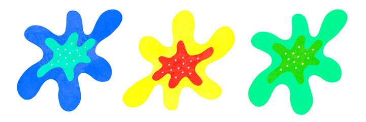 Abstract colorful forms, set of bacteria, watercolor illustration