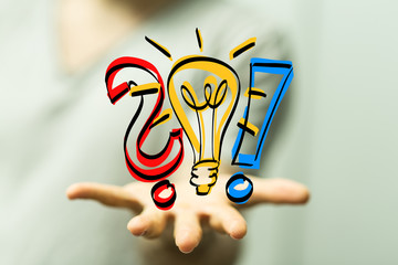 idea lamp concept in hand.