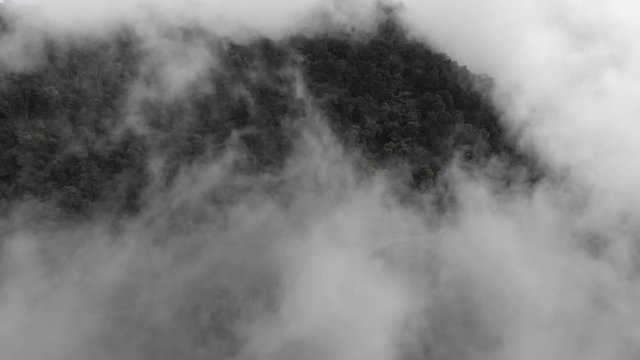 Costa Rica highland road in the mountains near Cerro de la Muerte mountain pass 4x4 driving