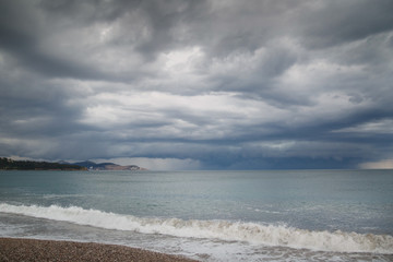 Thunderclouds over the Adriatic Sea on a summer day, Montenegro.