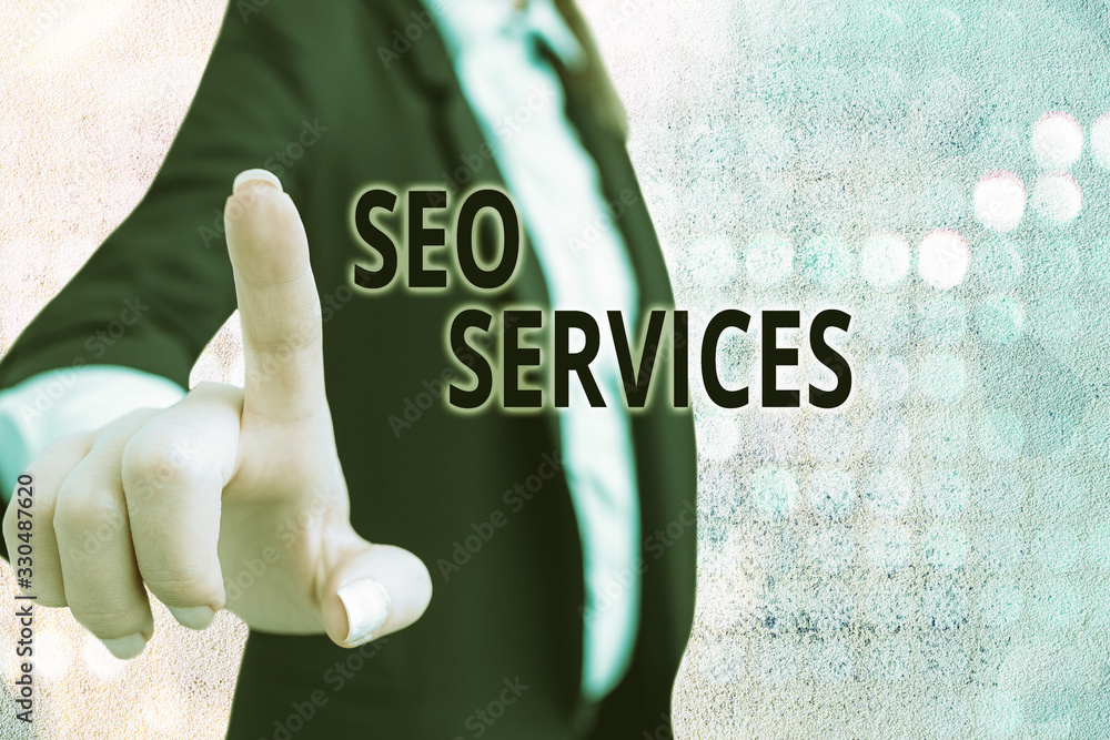Poster text sign showing seo services. business photo text suite of techniques and procedures to surge webs