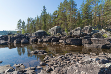 Fototapeta na wymiar VINDELALVEN, wild river and rapids, north of Sweden