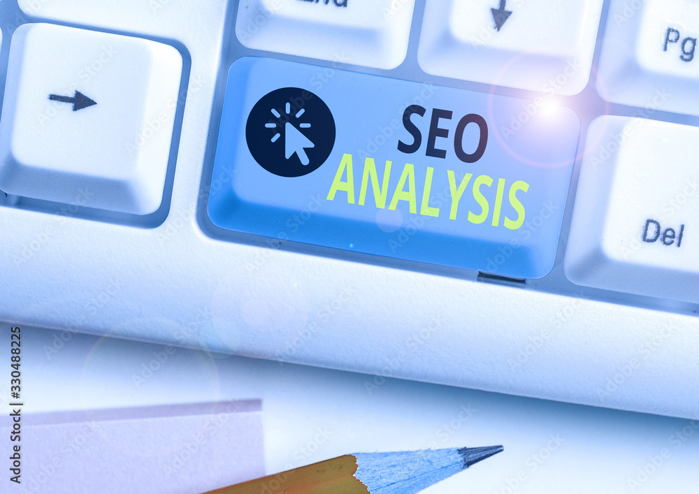 Poster handwriting text seo analysis. conceptual photo tool helps showing to study on how to improve a webs