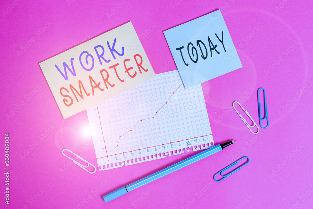 Poster word writing text work smarter. business photo showcasing figuring out order to reach goals in the m
