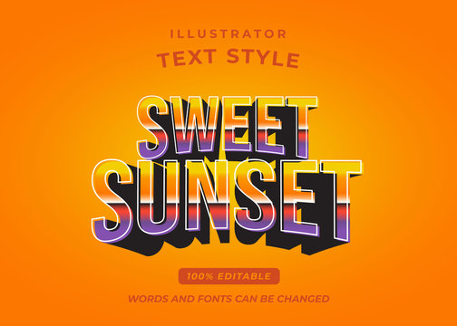 sweet sunset editable text style effect