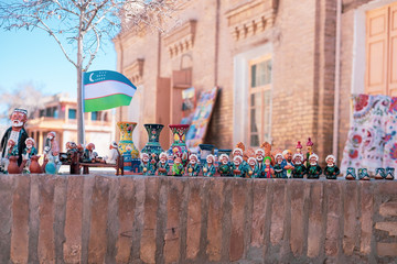 Souvenirs on a street in Khiva old town, Uzbekistan, Central Asia