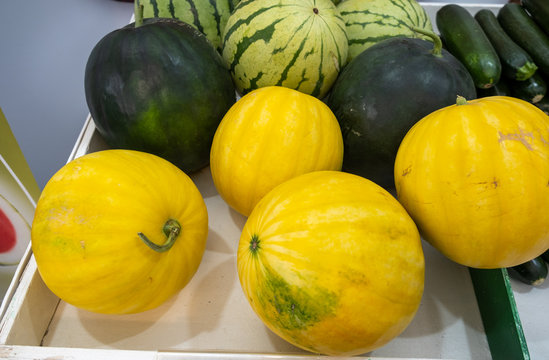 Yellow watermelon Golda. His rind is yellow and the flesh is red