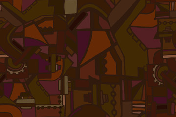 Abstract seamless industrial factory illustration with fictional pipes and machines