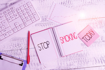 Word writing text Stop Smoking. Business photo showcasing the process of discontinuing or quitting...