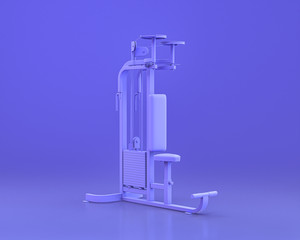 body build gym equipments,  in monochrome blue color background,3d Rendering