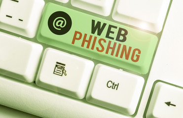 Conceptual hand writing showing Web Phishing. Concept meaning fraudulent attempt to obtain...