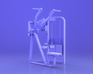 body build gym equipments,  in monochrome blue color background,3d Rendering