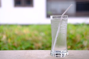 glass of water on counter background