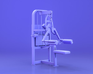 body build gym equipments,  in monochrome blue color background,3d Rendering