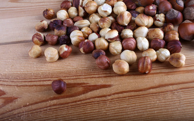 Hazelnuts on table