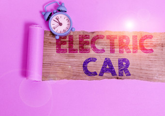Writing note showing Electric Car. Business concept for an automobile that is propelled by one or...