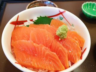 The salmon sashimi Donburi(bowl) in Japan