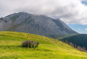 Anboto mountain over green colour, natural park of Urkiola