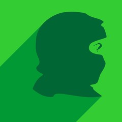 Face profile view. Elegant silhouette of a muslim woman with hijab. Web icon with long shadow