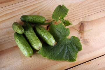 Cucumbers on table