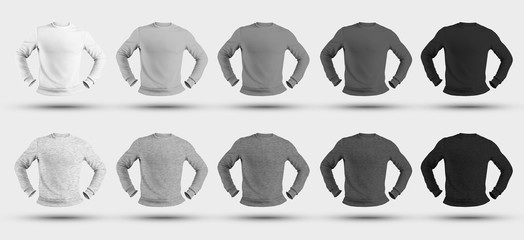 Mockup heathers in a color palette from white to black, isolated on background.