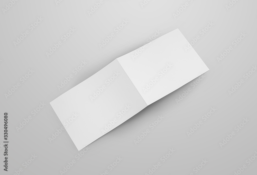 Poster open horizontal business booklet template, top view, with realistic shadows. mockup bifold isolated 