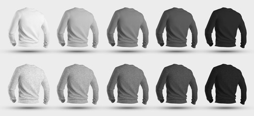Template of an empty sweatshirt on a body without a man, isolated on background, for design presentation.