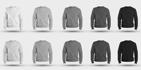 Men's clothing template for design presentation, heather mockup of white, gray and black colors,...