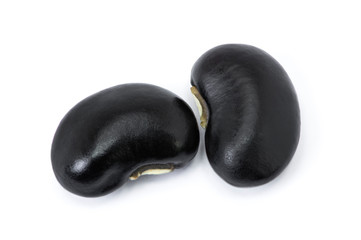 Black beans( Urad dal, black gram or  vigna mungo ) isolated on white background .  