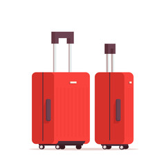 Vector flat travel suitcases. Isolated on white.