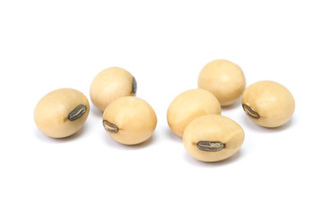 Soy beans isolated on white background. Selective focus.