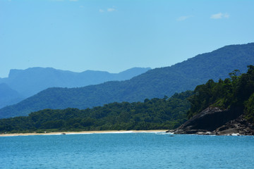 landscape Red beach in Ubatuba, Brazil.