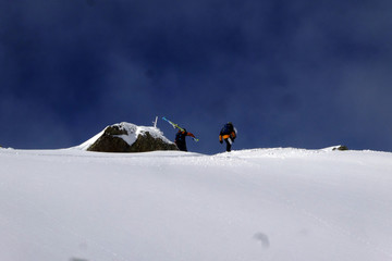 Bergwanderer zum Seekareck Gipfel in Obertauern