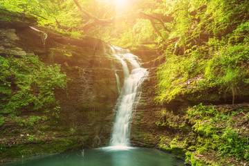 High mountain waterfall