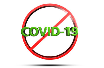 Covid 19 3D illustration isolated on a white background. (With Clipping Path).