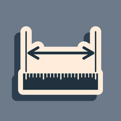 Black The measuring height and length icon isolated on grey background. Ruler, straightedge, scale symbol. Long shadow style. Vector Illustration