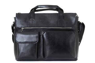 stylish expensive leather briefcase on a white background