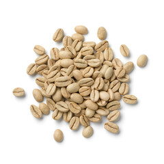Heap of raw Indian Malabar coffee beans