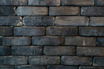 black brick wall texture, black brick wall surface.