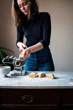 Woman Making Fresh Pasta