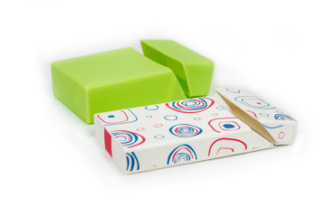 Cigarette box in a colorful plastic case